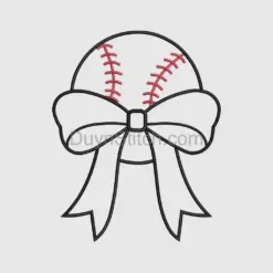 Baseball with Bow Embroidery