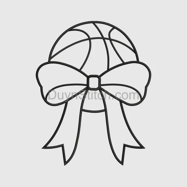 Bow on Basketball Line Drawing