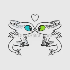 Night Fury adn Light Fury with Heart Applique