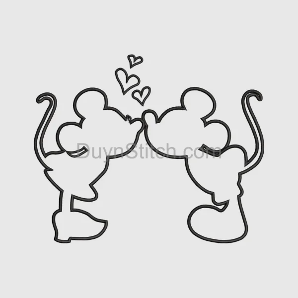 Romantic Cartoon Mice Silhouette