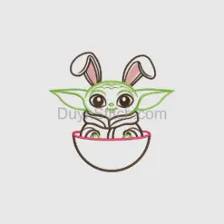Neon Grogu Bunny Embroidery