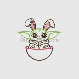 Neon Grogu Bunny Embroidery