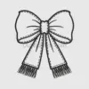 Elegant Black Bow Embroidery