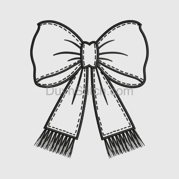 Elegant Black Bow Embroidery