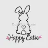 Bunny Silhouette Happy Easter Embroidery
