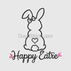 Bunny Silhouette Happy Easter Embroidery