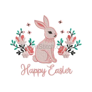 Easter Bunny Floral Embroidery