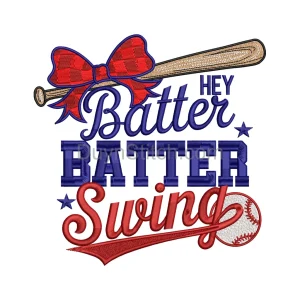 Hey Batter Swing Embroidery Design