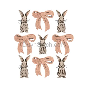 Adorable Bunny and Bow Embroidery