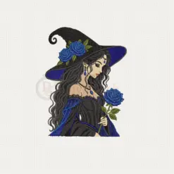 Gothic Embroidery Design for Machine - Elegant Rose Embroidery and Witch Embroidery Pattern