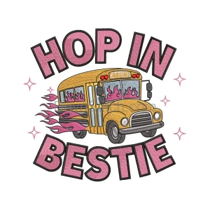 Hop In Bestie Bus Embroidery