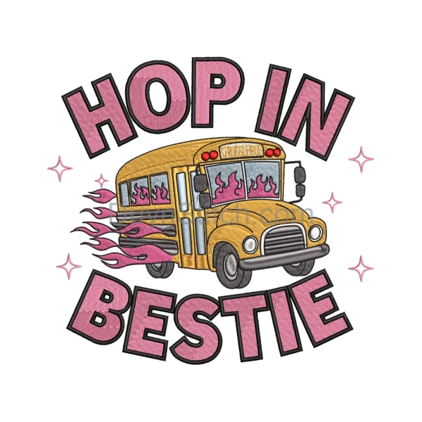Hop In Bestie Bus Embroidery