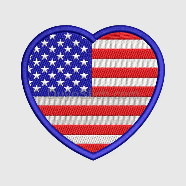 American Flag Heart Emblem