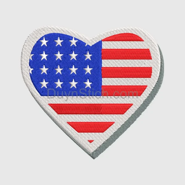 Heart-Shaped American Flag Patch