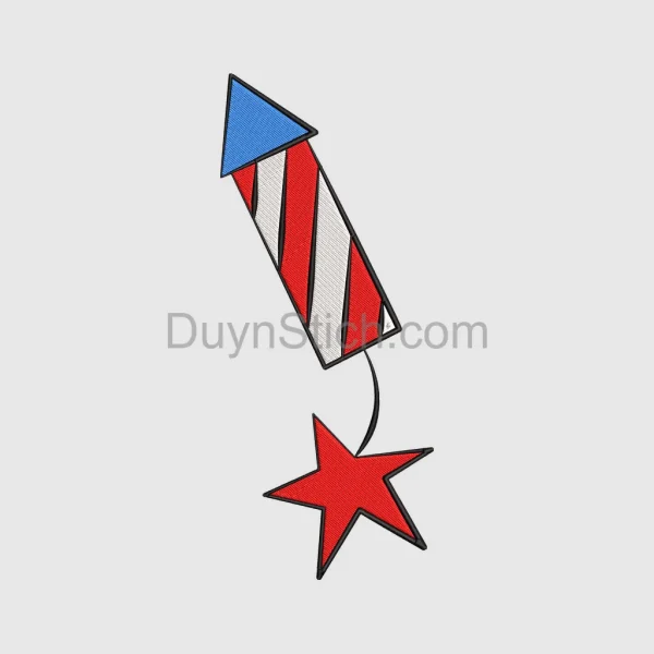 Patriotic Firework Embroidery Design