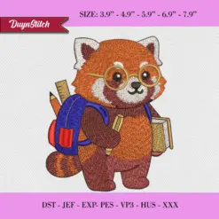 Alternative view of Cute Red Panda Embroidery Design