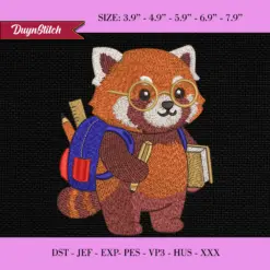Cute Red Panda Embroidery Design