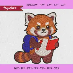 Alternative view of Cute Red Panda Embroidery Design