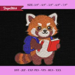 Cute Red Panda Embroidery Design