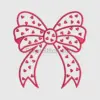 Heart-Patterned Red Bow Embroidery applique