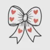Heart-Adorned Black Bow applique