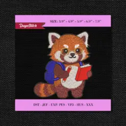 Cute Red Panda Embroidery Design