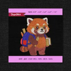 Cute Red Panda Embroidery Design