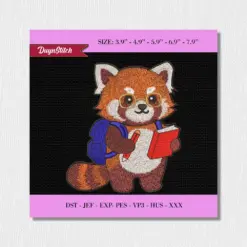 Cute Red Panda Embroidery Design