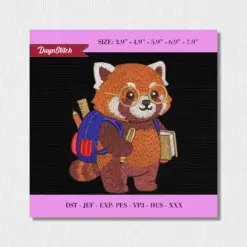 Cute Red Panda Embroidery Design