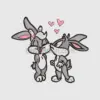 Cartoon Bunnies in Love Embroidery